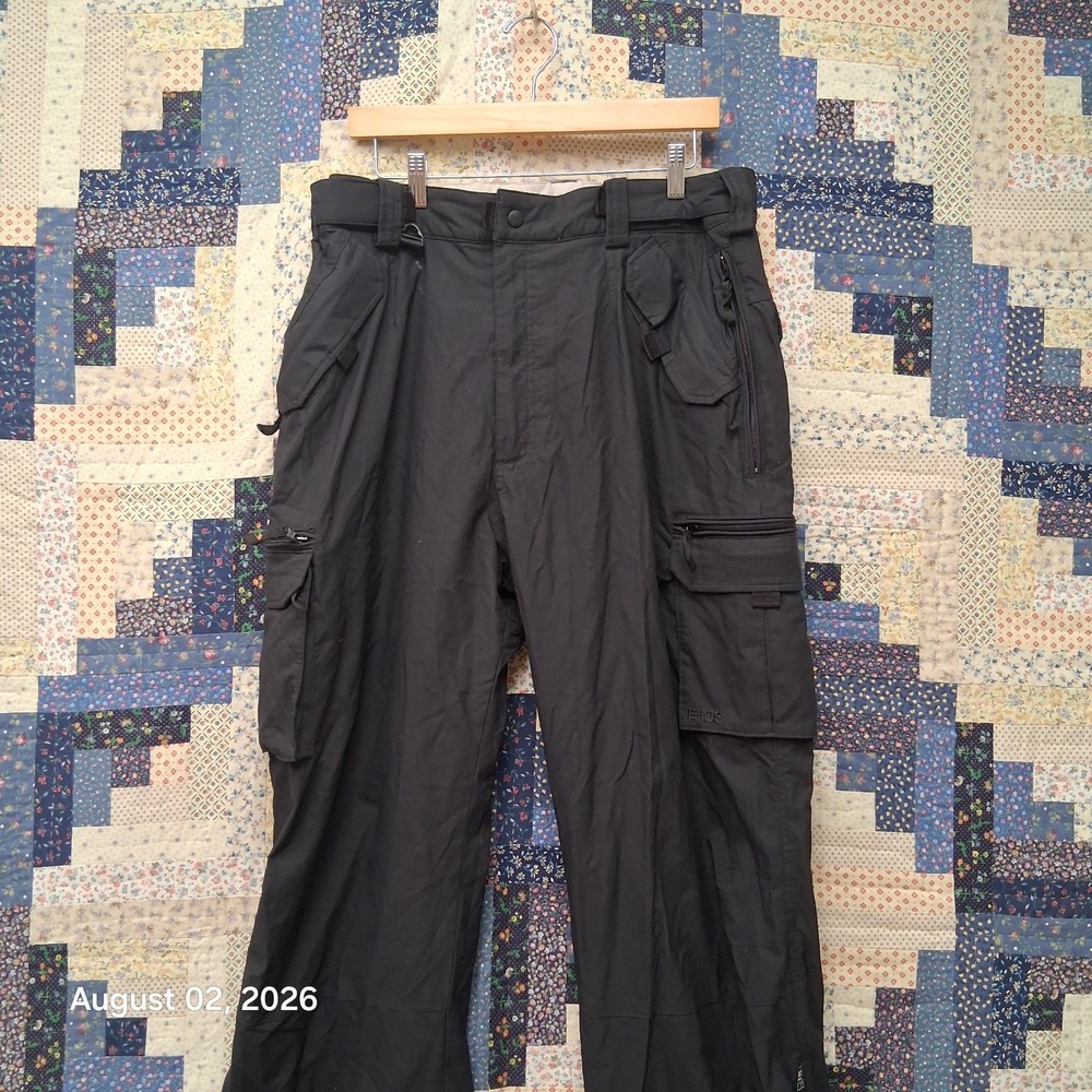 E408 Turbine Snowboard Pants Men XL Black Cargo Ski Snow Waterproof Baggy Winter